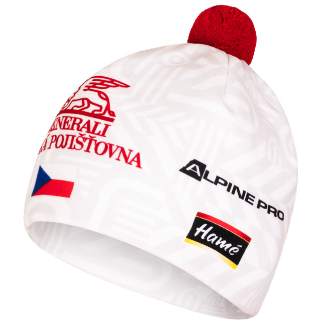 Double-layer sports cap INVO with pompom, white