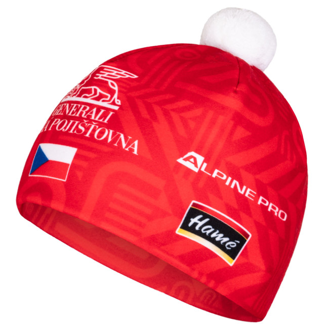 INVO double-layer sports cap with pompom, red