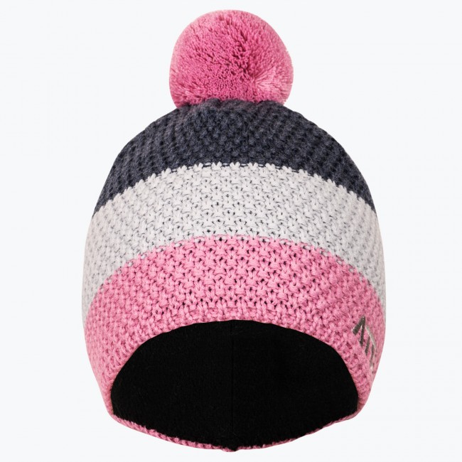 Women's knitted hat KNIT pink stripe