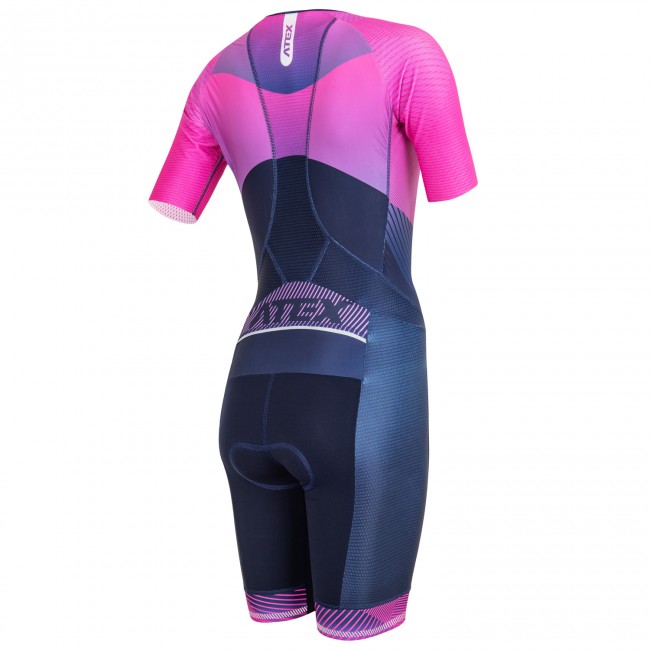 Women’s triathlon suit MARK with short sleeves, pink
