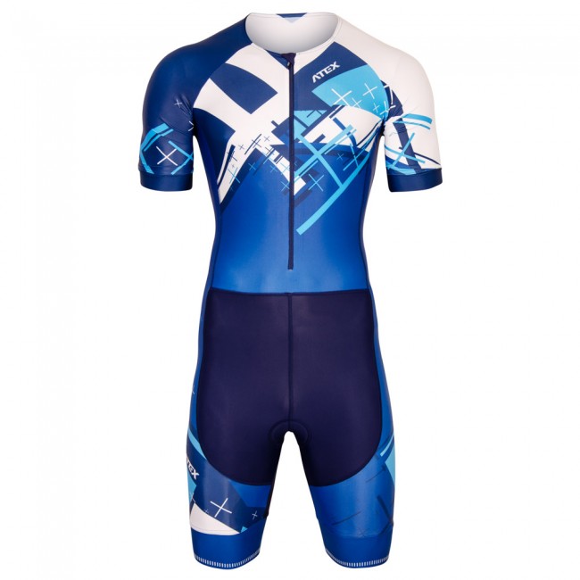 Triathlon suit CROSS BLUE with short sleeves
