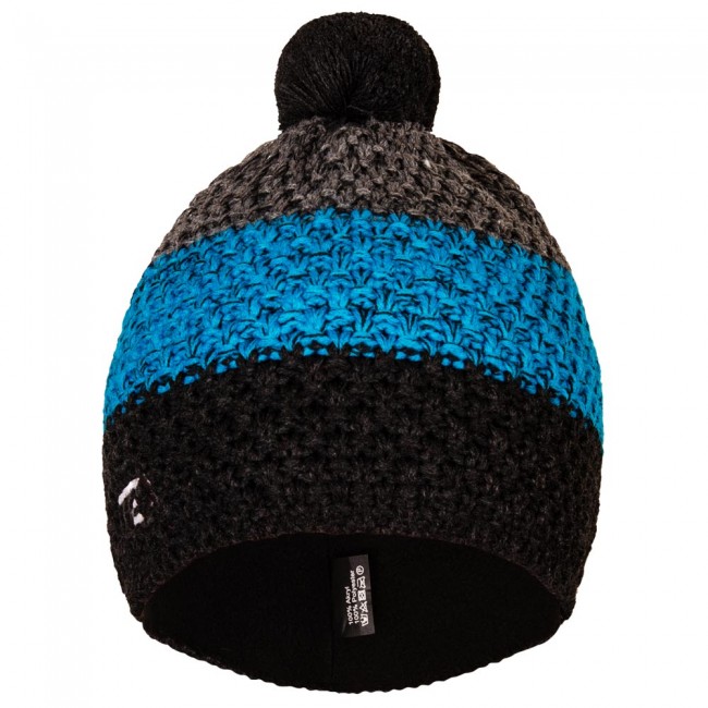 Knitted hat KNIT gray-blue stripes