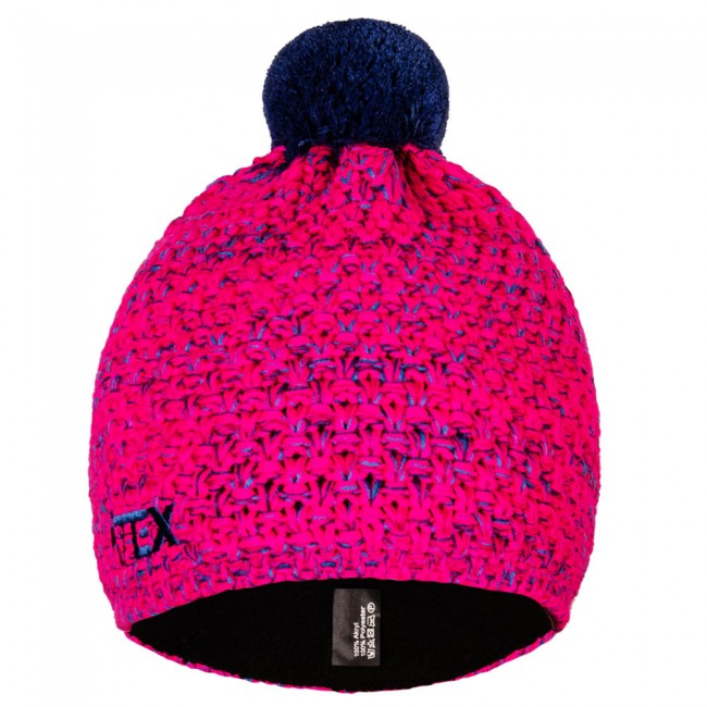 Knitted hat KNIT fluorescent pink melange